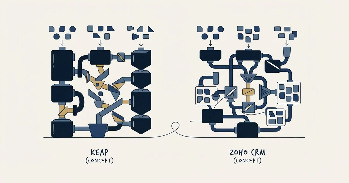 Editorial illustration for Keap vs Zoho CRM