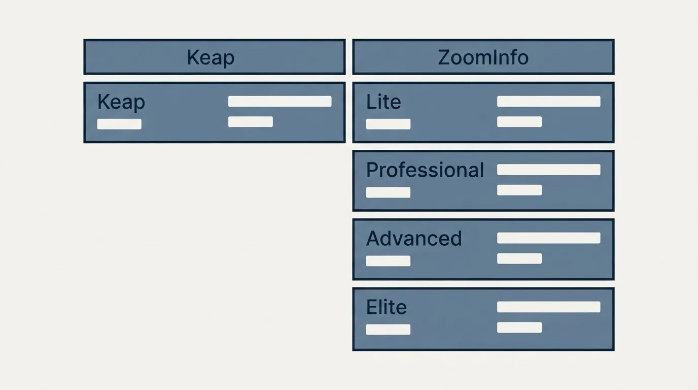 Pricing table: Pricing Comparison (Keap, ZoomInfo, Lite, Professional)