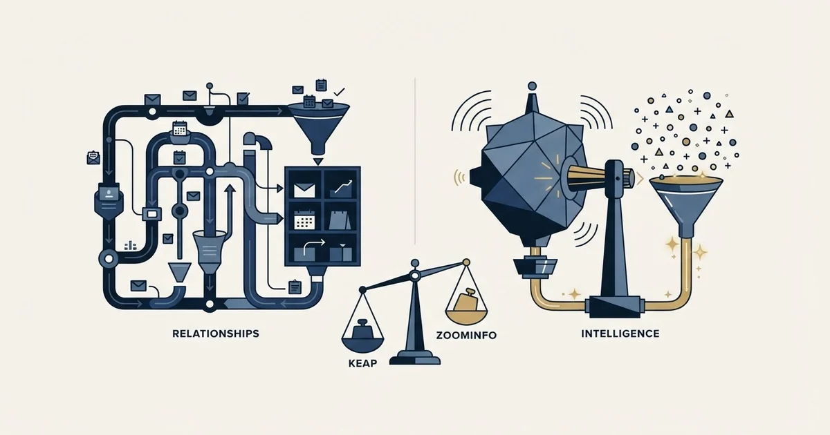 Editorial illustration for Keap vs ZoomInfo