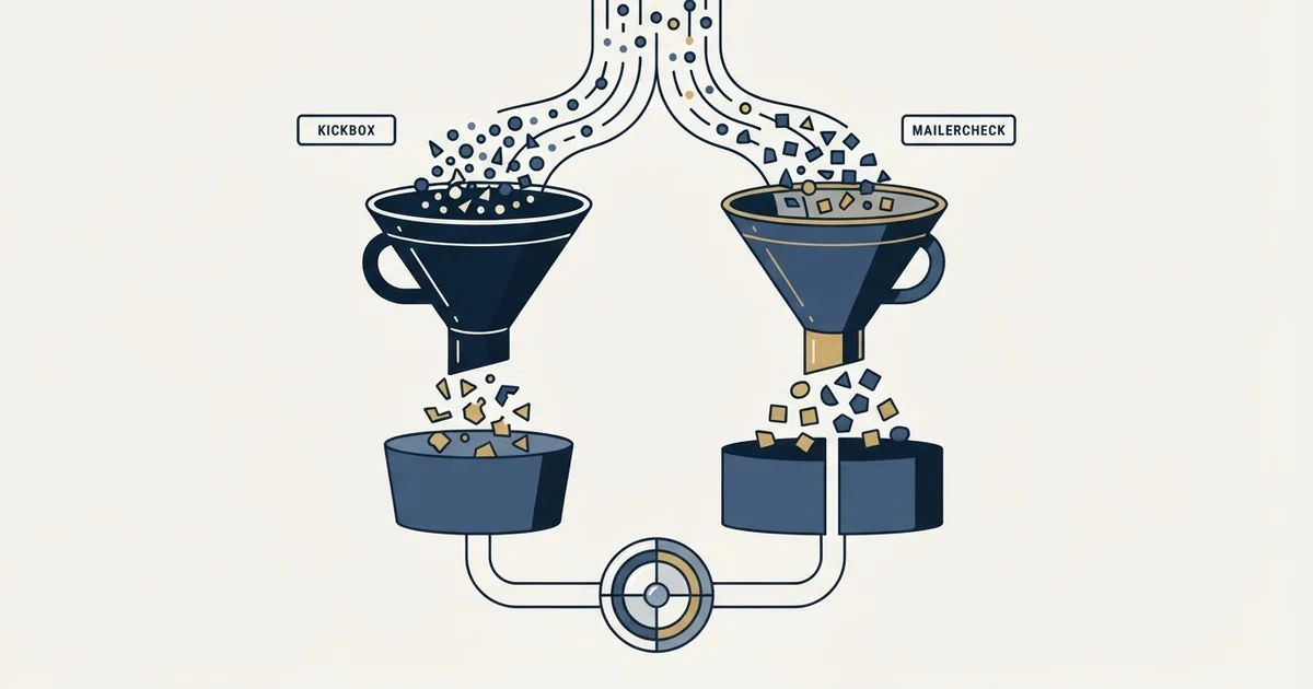 Editorial illustration for Kickbox vs MailerCheck