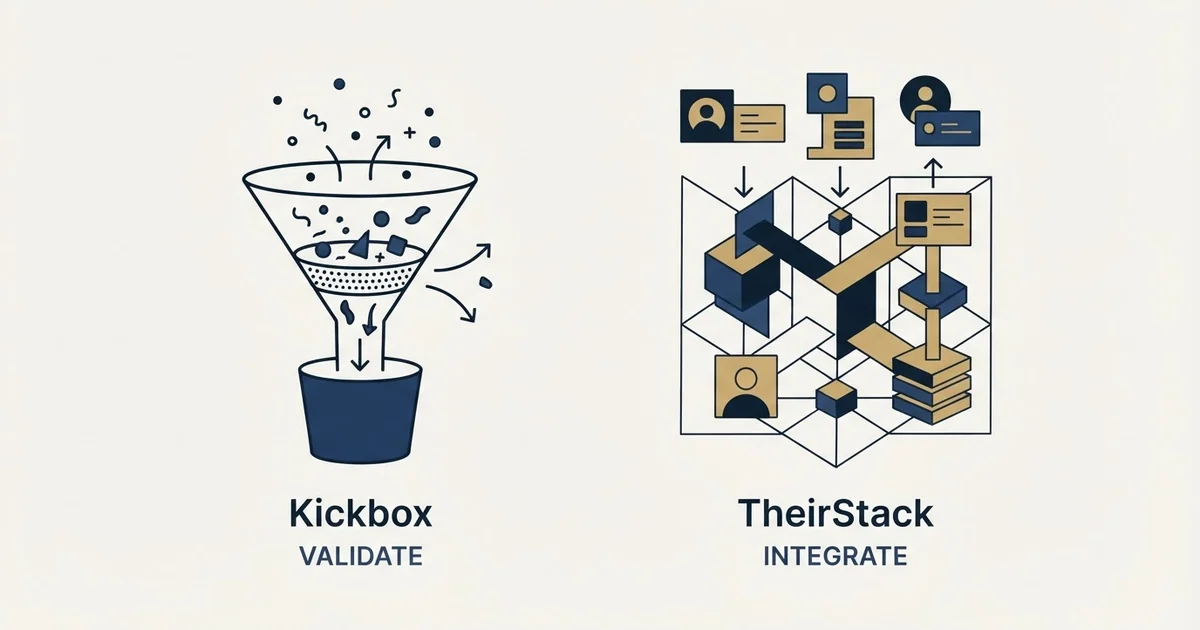 Editorial illustration for Kickbox vs TheirStack