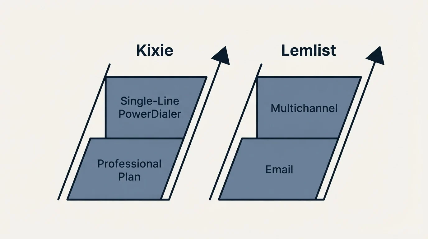 Pricing ladder: Pricing Comparison (Kixie, Lemlist, Professional Plan, Email)