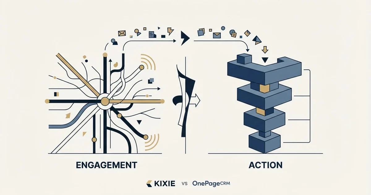 Editorial illustration for Kixie vs OnePageCRM