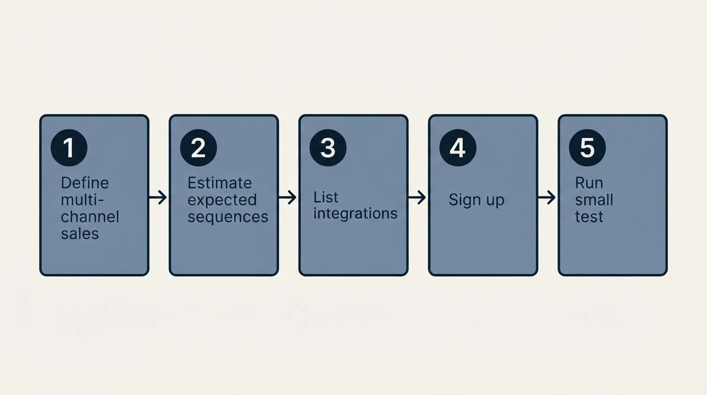 Step sequence: Getting Started Checklist (Define multi-channel sales, Estimate expected sequences, List integrations, Sign up)