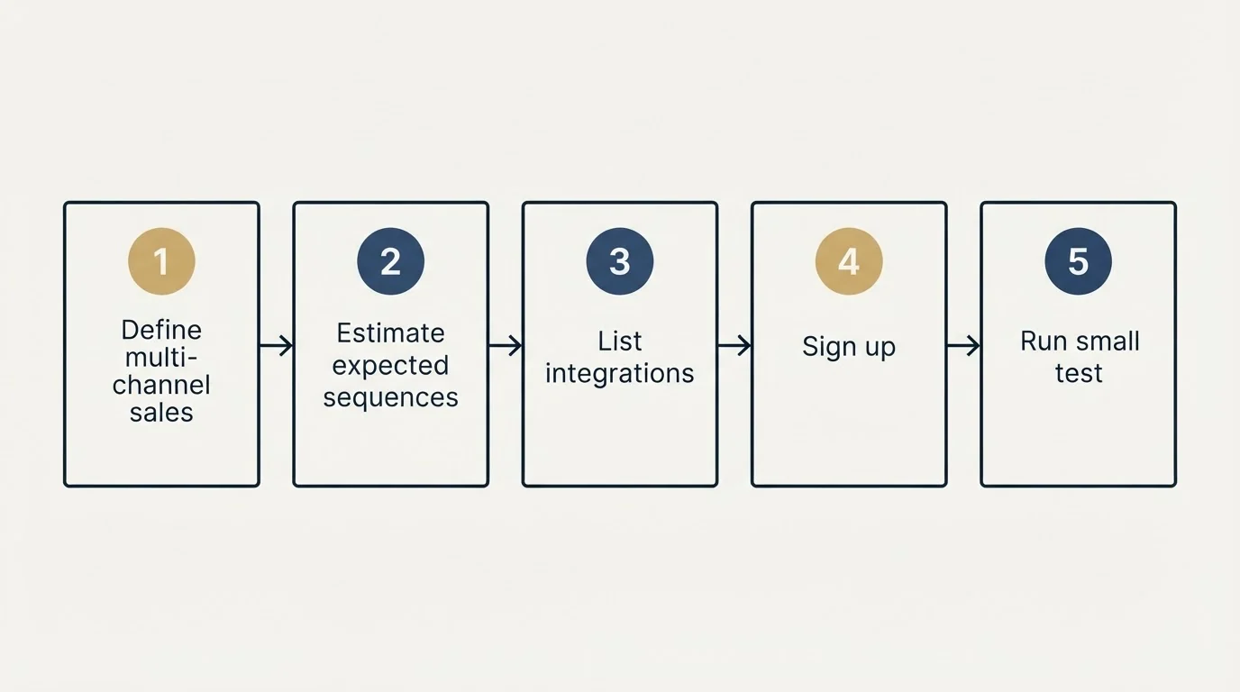 Step sequence: Getting Started Checklist (Define multi-channel sales, Estimate expected sequences, List integrations, Sign up)