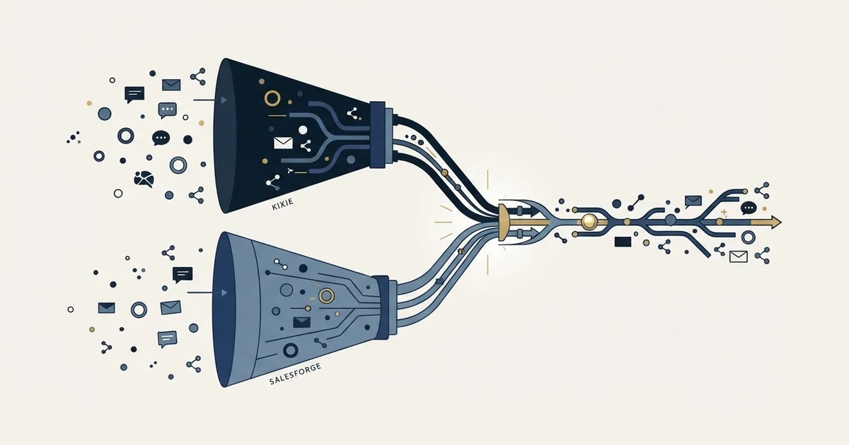 Editorial illustration for Kixie vs Salesforge