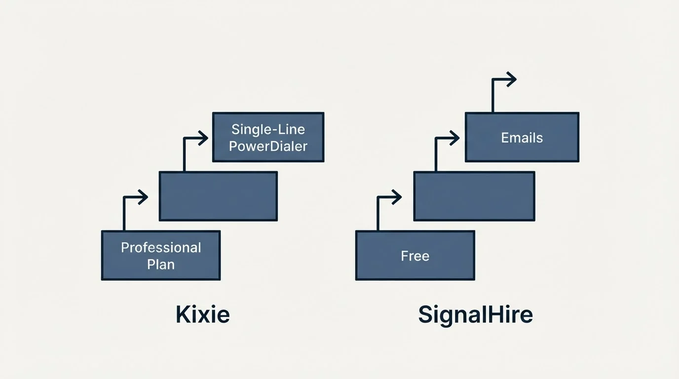 Pricing ladder: Pricing Comparison (Kixie, SignalHire, Professional Plan, Free)