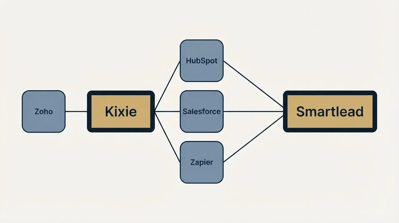 Integration schematic: Integration Ecosystem (Kixie, Smartlead, HubSpot, Salesforce)