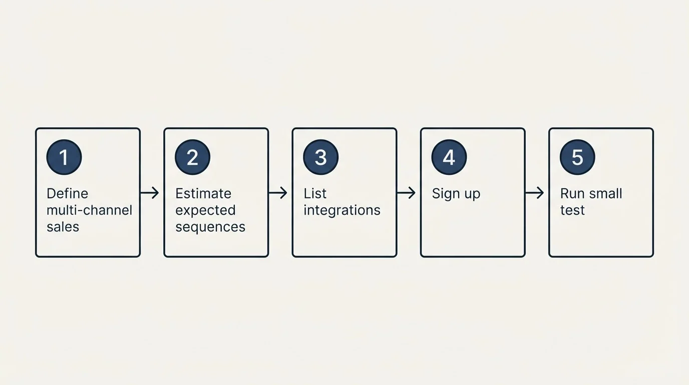 Step sequence: Getting Started Checklist (Define multi-channel sales, Estimate expected sequences, List integrations, Sign up)