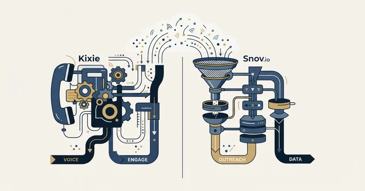 Editorial illustration for Kixie vs Snov.io