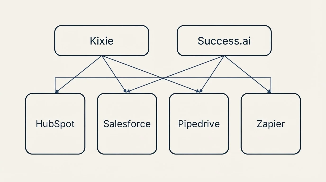 Integration grid: Integration Ecosystem (Kixie, Success.ai, HubSpot, Salesforce)