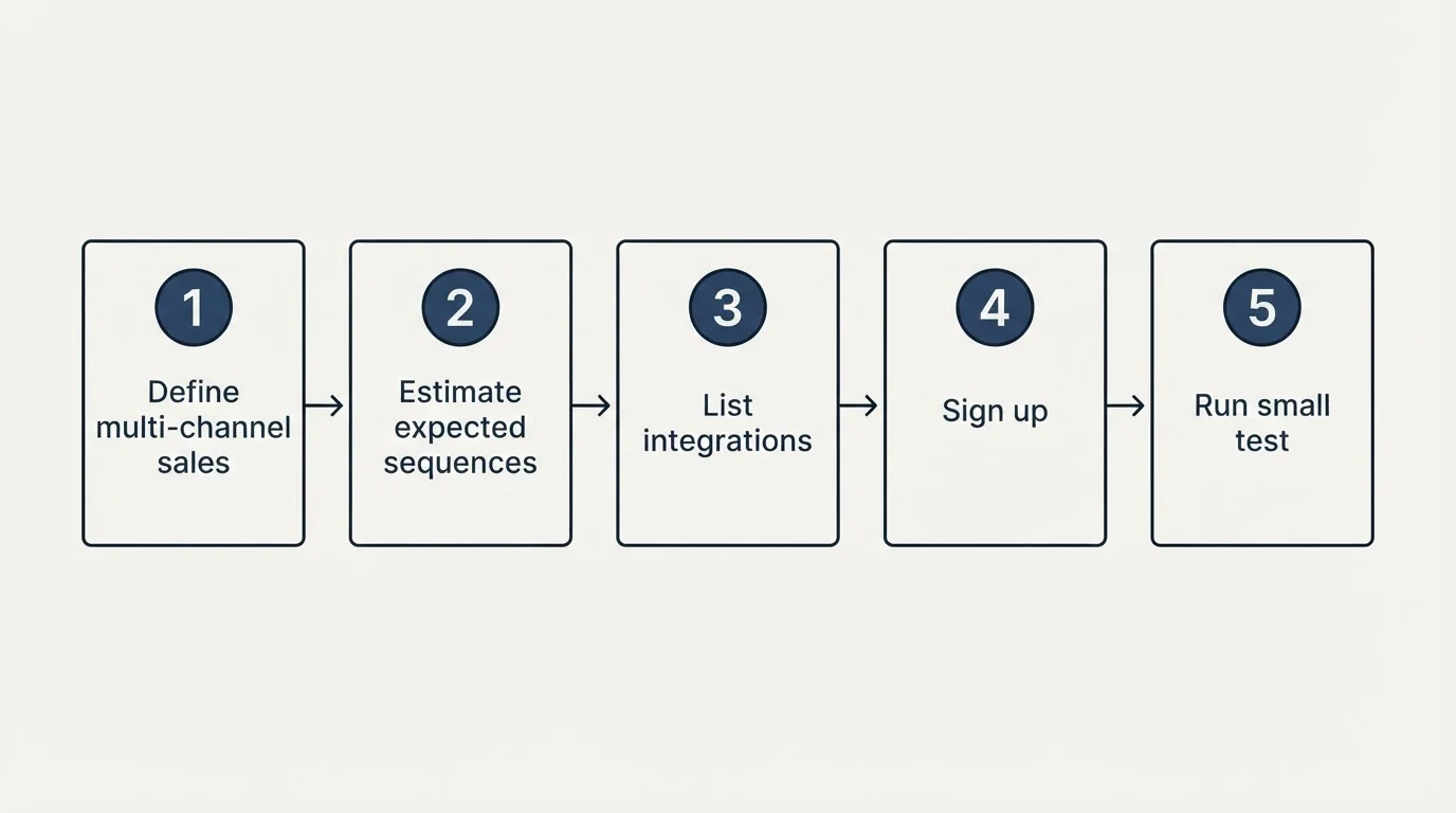 Step sequence: Getting Started Checklist (Define multi-channel sales, Estimate expected sequences, List integrations, Sign up)