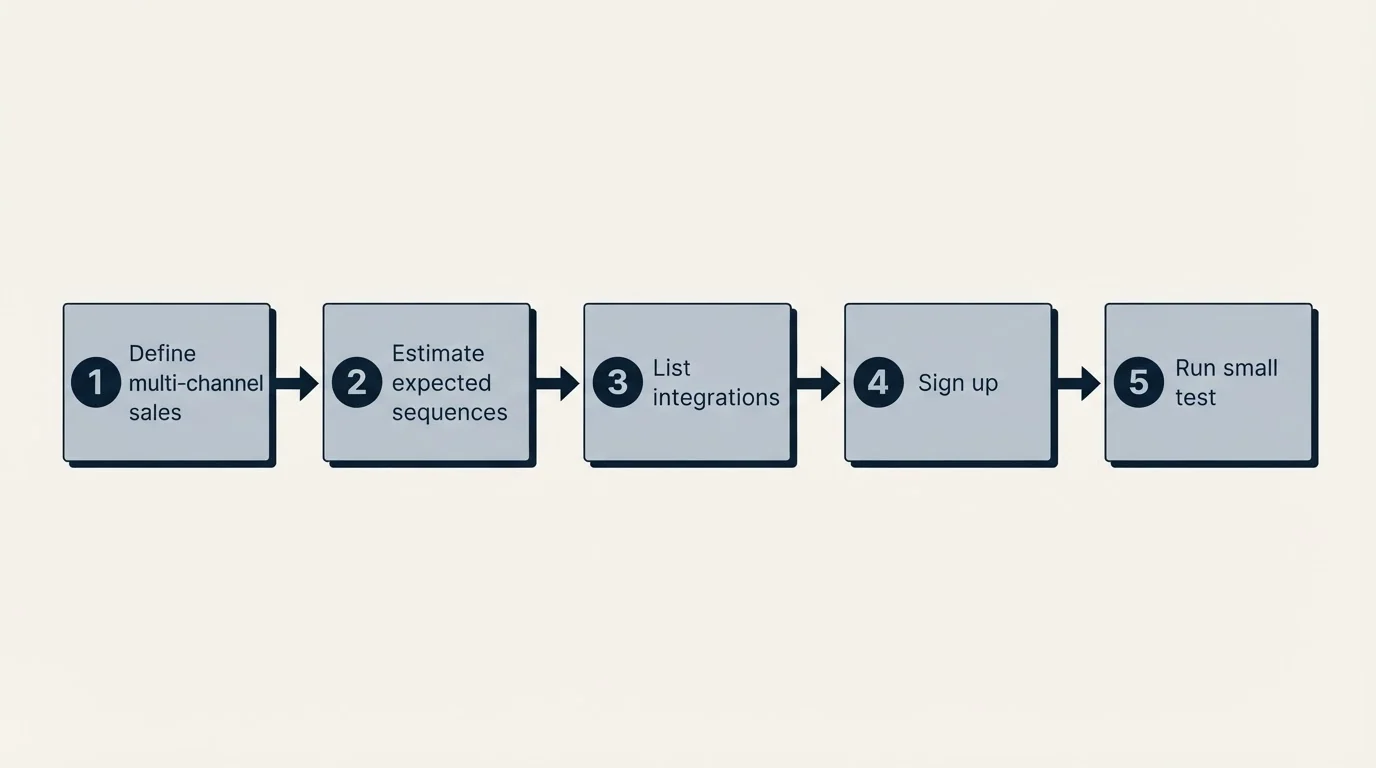 Step sequence: Getting Started Checklist (Define multi-channel sales, Estimate expected sequences, List integrations, Sign up)