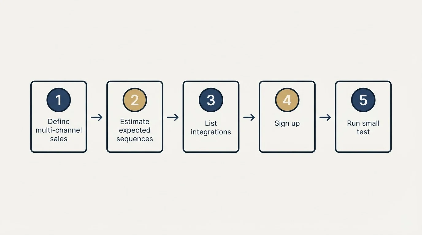 Step sequence: Getting Started Checklist (Define multi-channel sales, Estimate expected sequences, List integrations, Sign up)