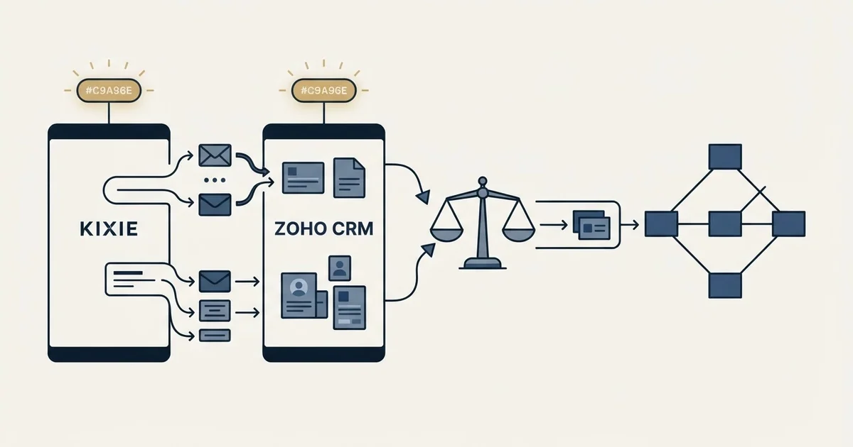 Editorial illustration for Kixie vs Zoho CRM