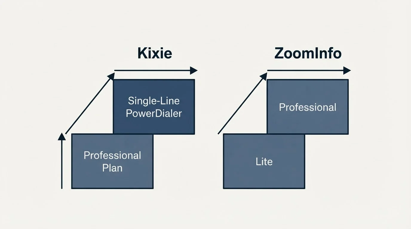 Pricing ladder: Pricing Comparison (Kixie, ZoomInfo, Professional Plan, Lite)