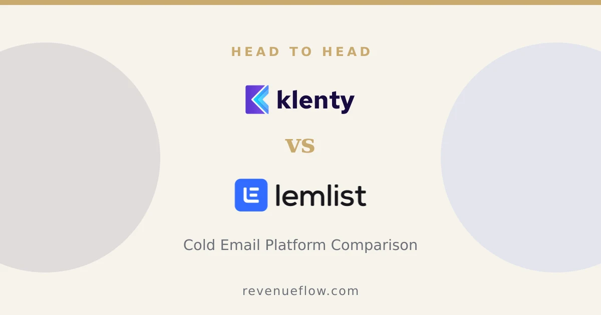 Branded cover: Klenty vs Lemlist: Cold Email Platform Comparison