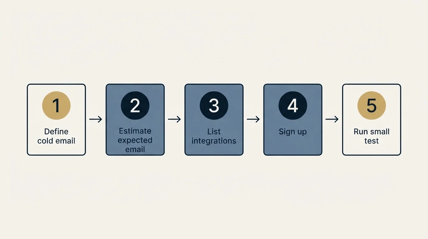 Step sequence: Getting Started Checklist (Define cold email, Estimate expected email, List integrations, Sign up)