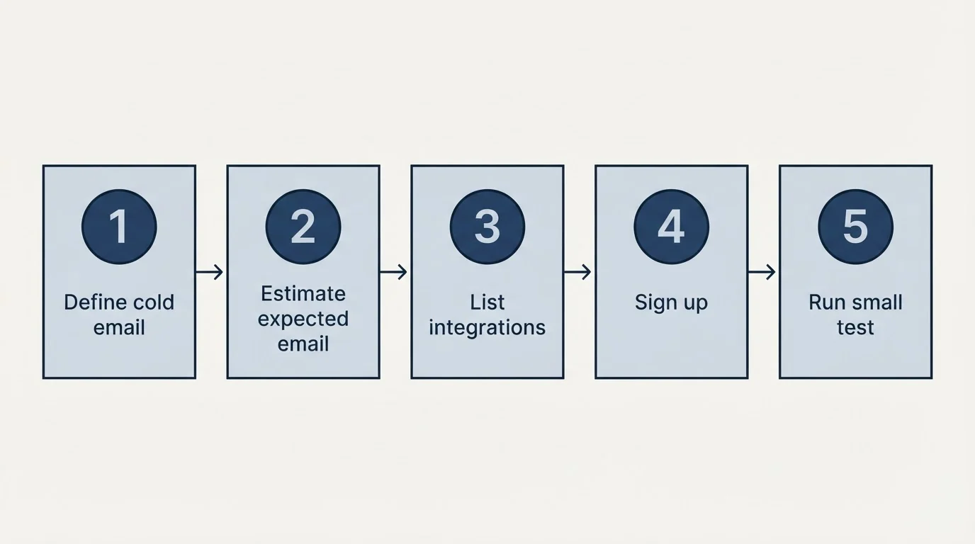 Step sequence: Getting Started Checklist (Define cold email, Estimate expected email, List integrations, Sign up)