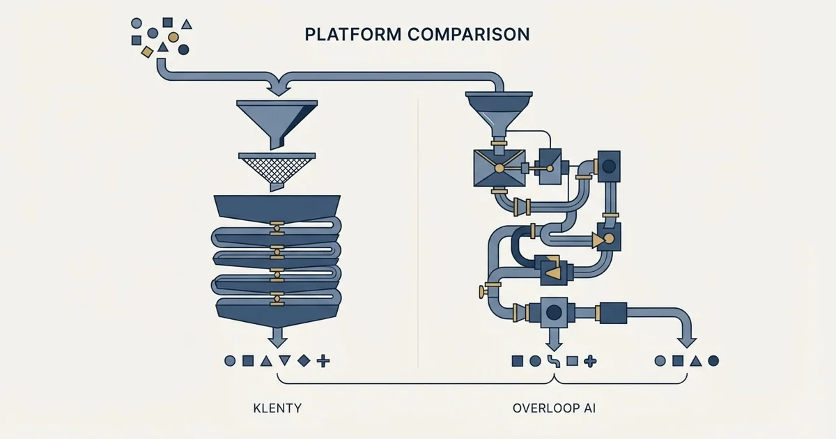 Editorial illustration for Klenty vs Overloop AI