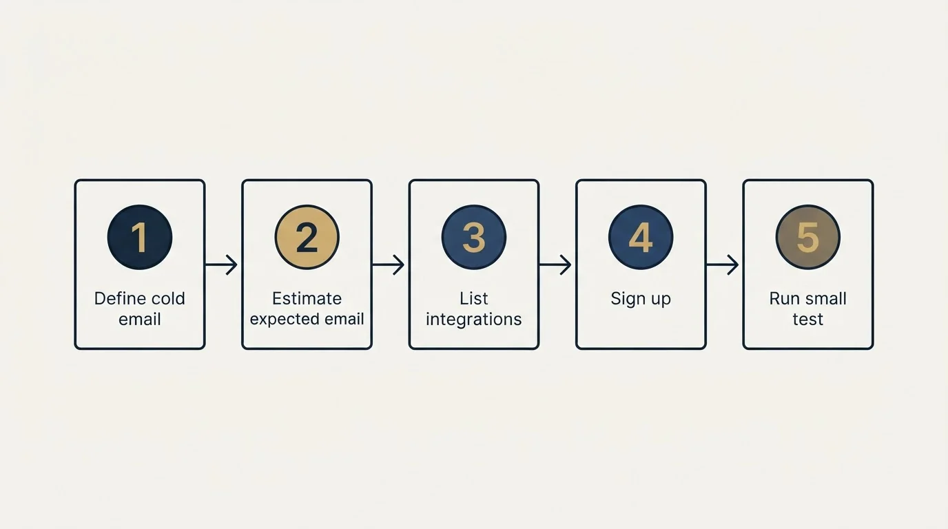 Step sequence: Getting Started Checklist (Define cold email, Estimate expected email, List integrations, Sign up)