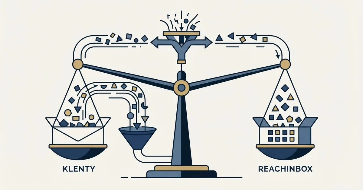 Editorial illustration for Klenty vs ReachInbox