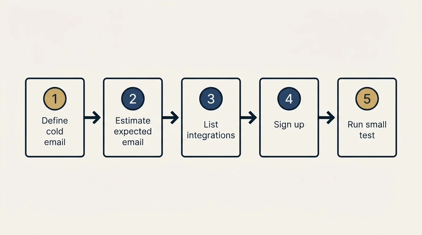 Step sequence: Getting Started Checklist (Define cold email, Estimate expected email, List integrations, Sign up)