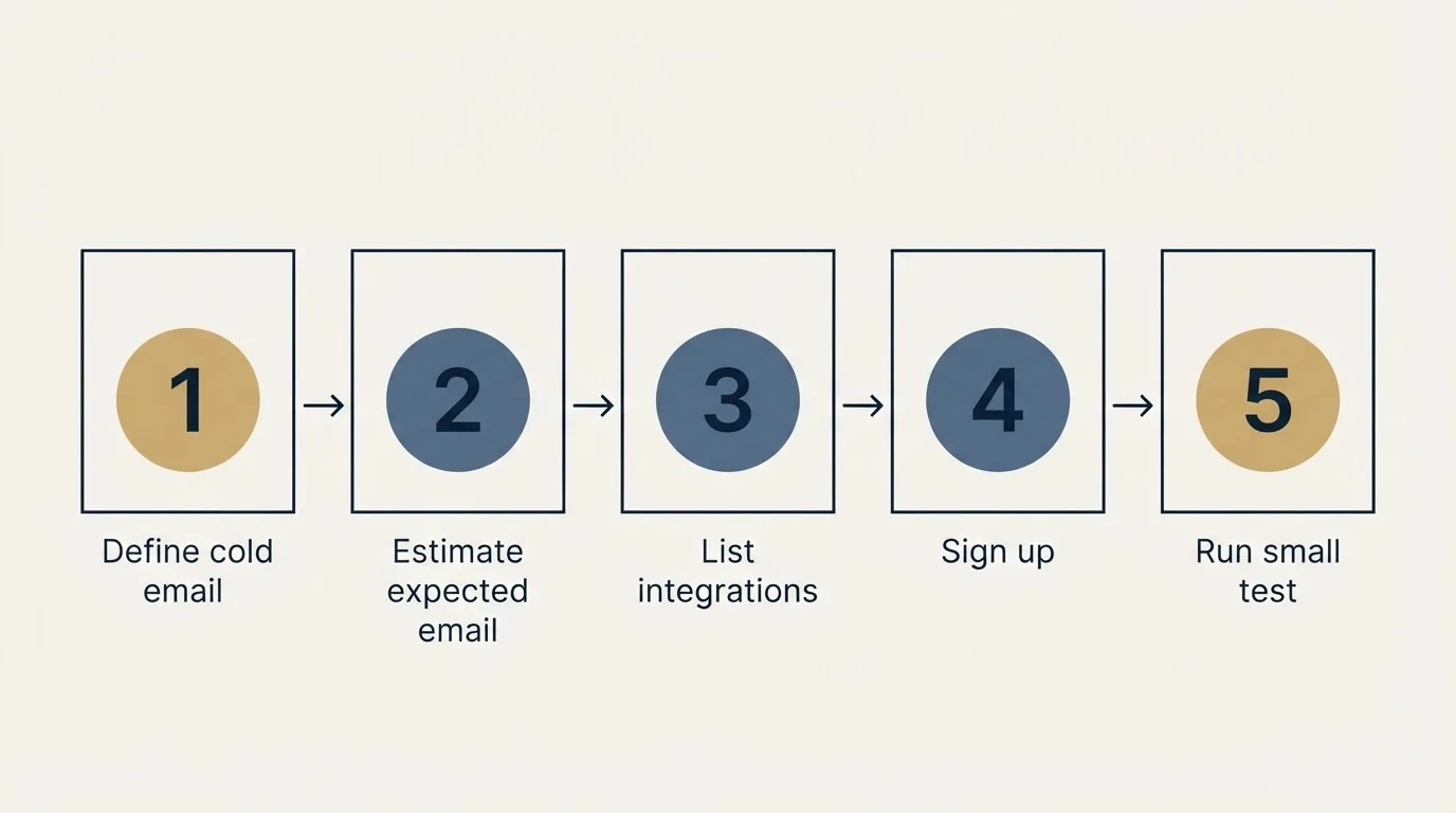 Step sequence: Getting Started Checklist (Define cold email, Estimate expected email, List integrations, Sign up)