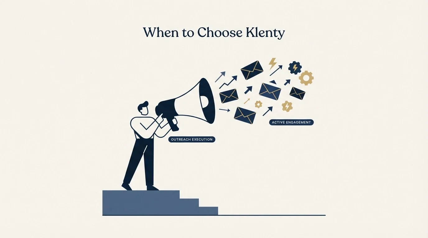 Section illustration: When to Choose Klenty