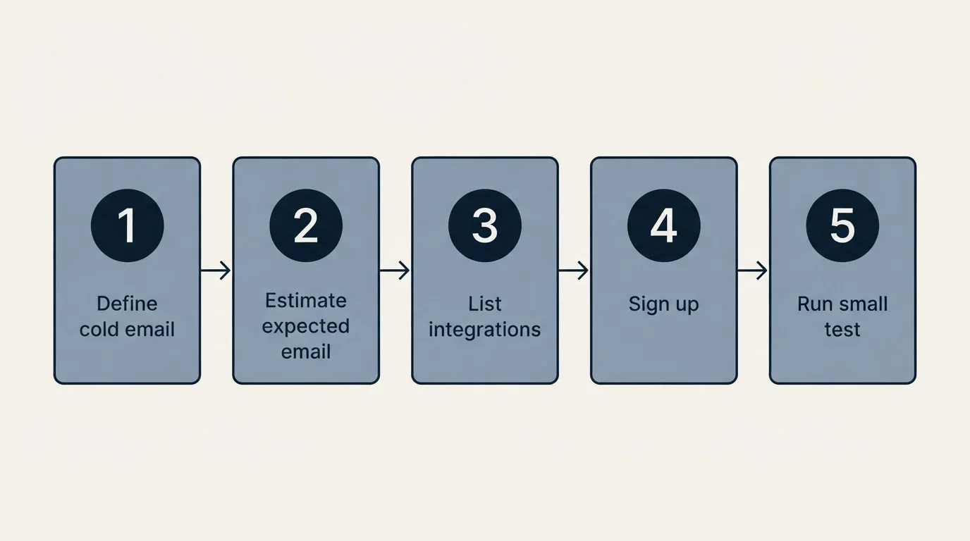 Step sequence: Getting Started Checklist (Define cold email, Estimate expected email, List integrations, Sign up)