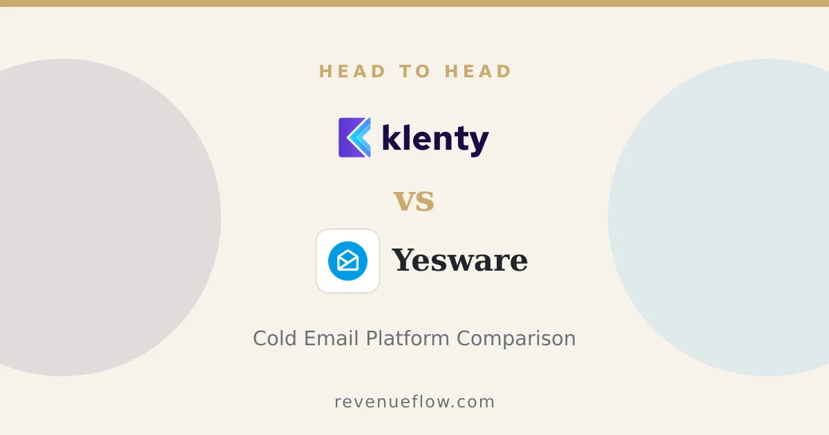 Branded cover: Klenty vs Yesware: Cold Email Platform Comparison