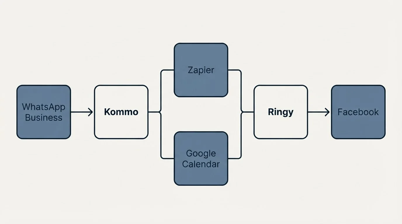 Integration flow: Integration Ecosystem (Kommo, Ringy, Zapier, Google Calendar)