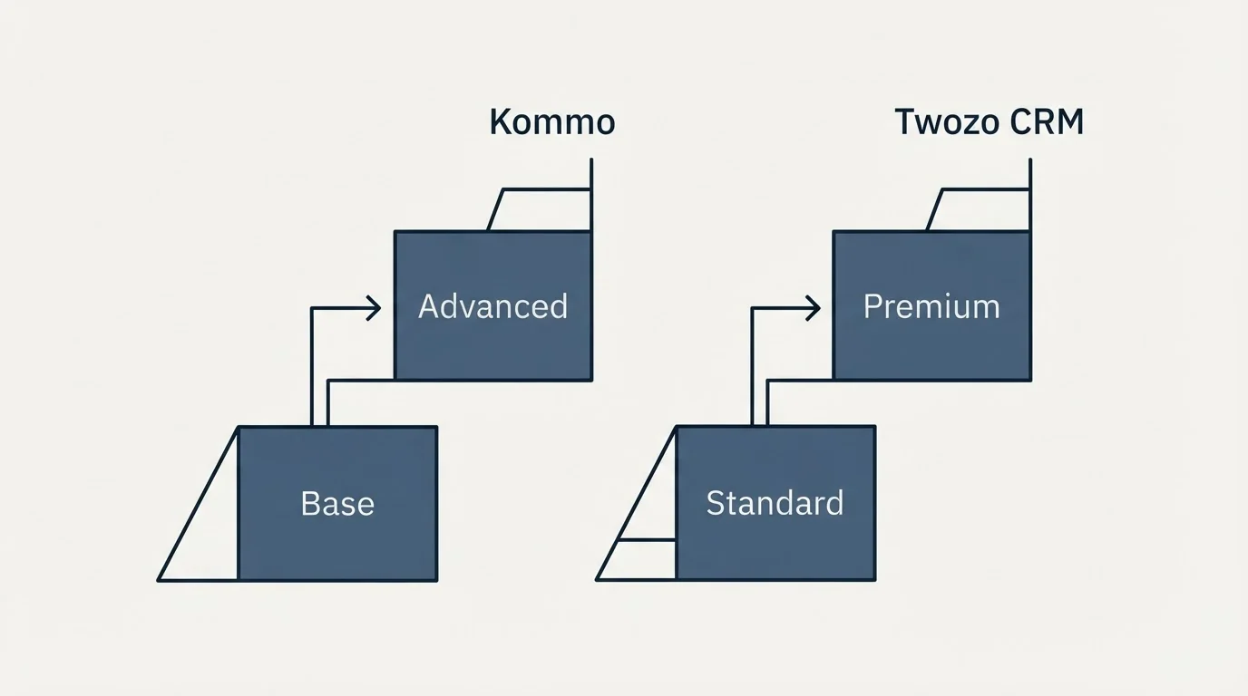 Pricing ladder: Pricing Comparison (Kommo, Twozo CRM, Base, Standard)