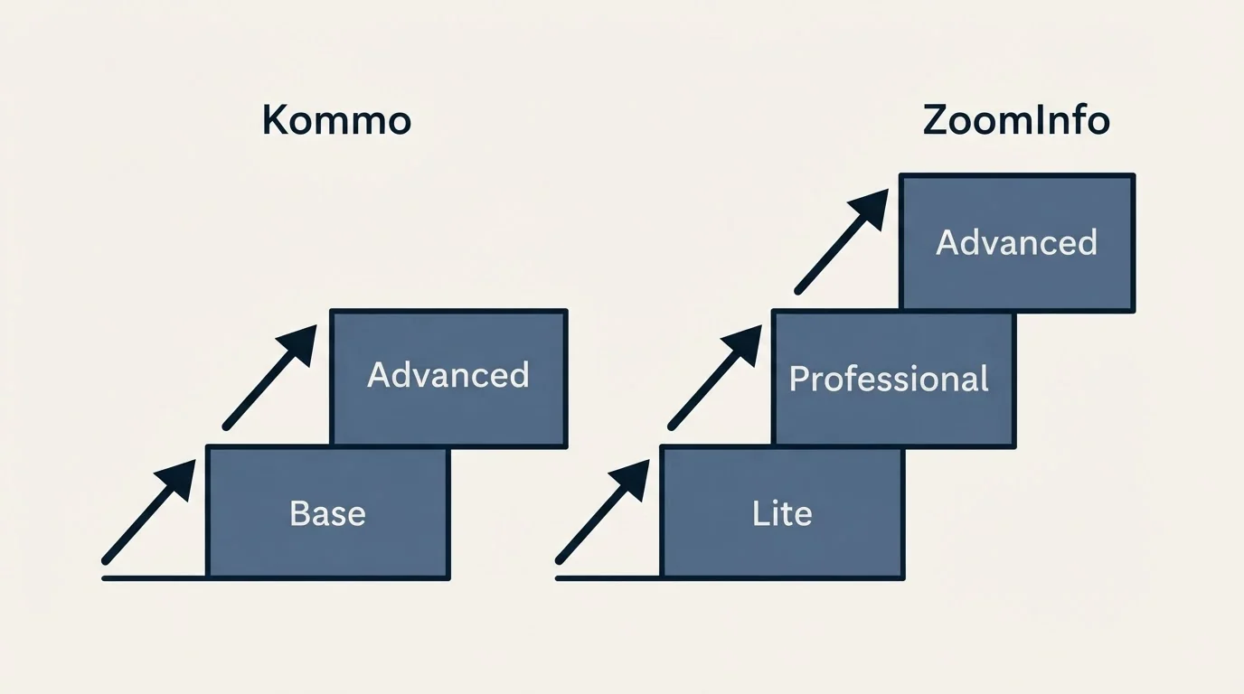 Pricing ladder: Pricing Comparison (Kommo, ZoomInfo, Base, Lite)