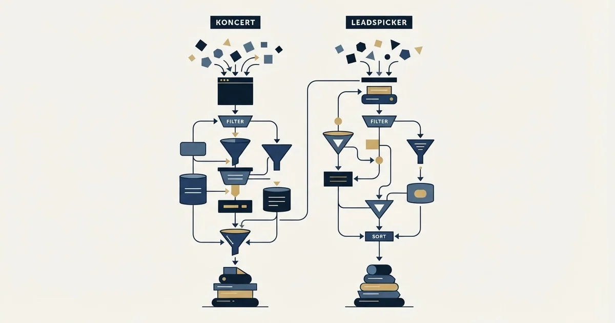 Editorial illustration for Koncert vs Leadspicker