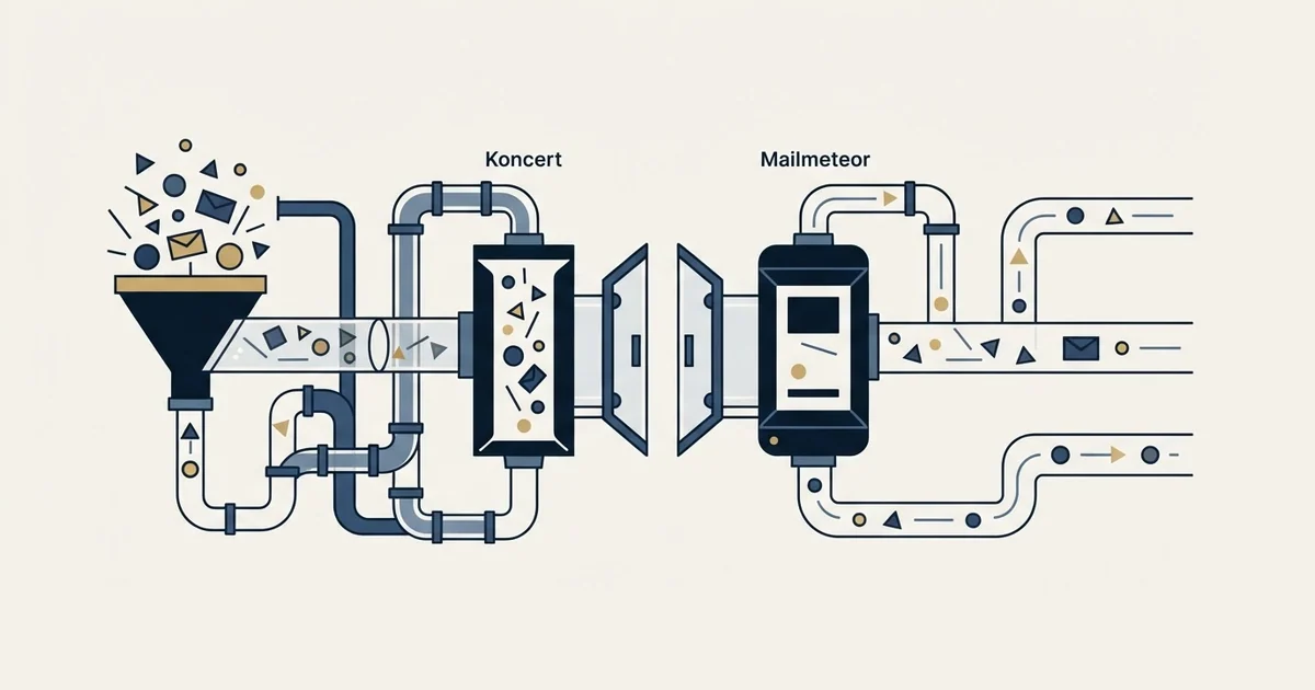 Editorial illustration for Koncert vs Mailmeteor