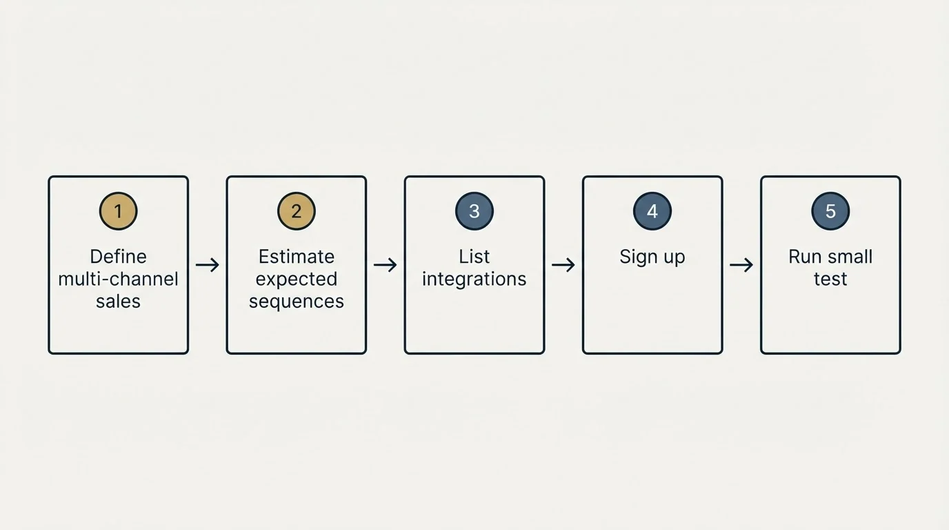 Step sequence: Getting Started Checklist (Define multi-channel sales, Estimate expected sequences, List integrations, Sign up)