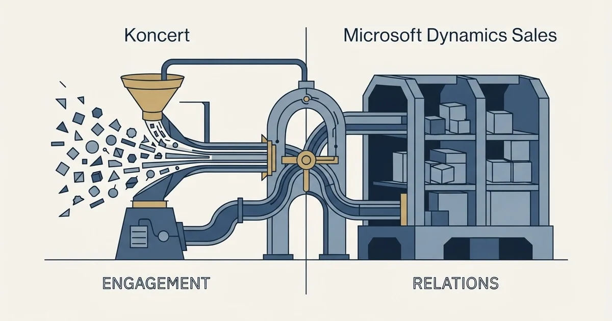 Editorial illustration for Koncert vs Microsoft Dynamics Sales