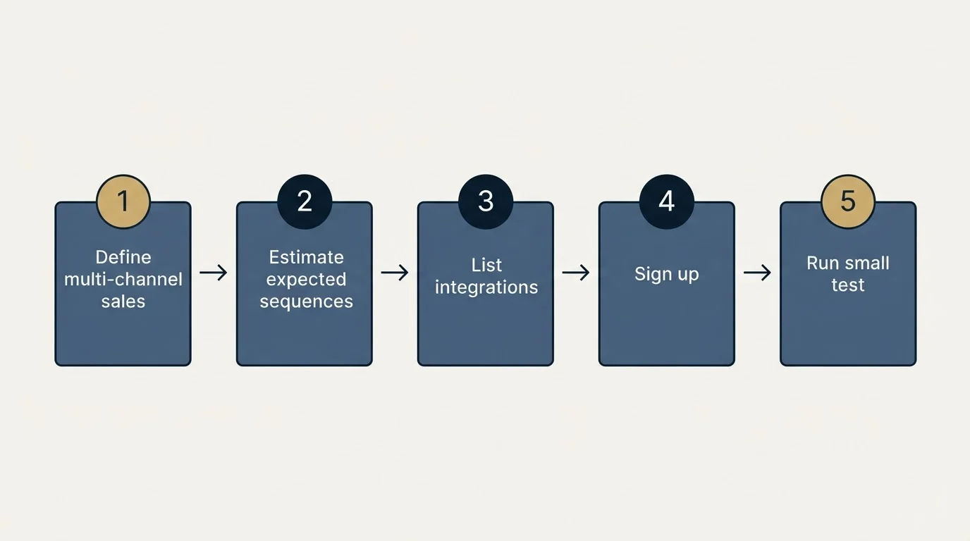 Step sequence: Getting Started Checklist (Define multi-channel sales, Estimate expected sequences, List integrations, Sign up)