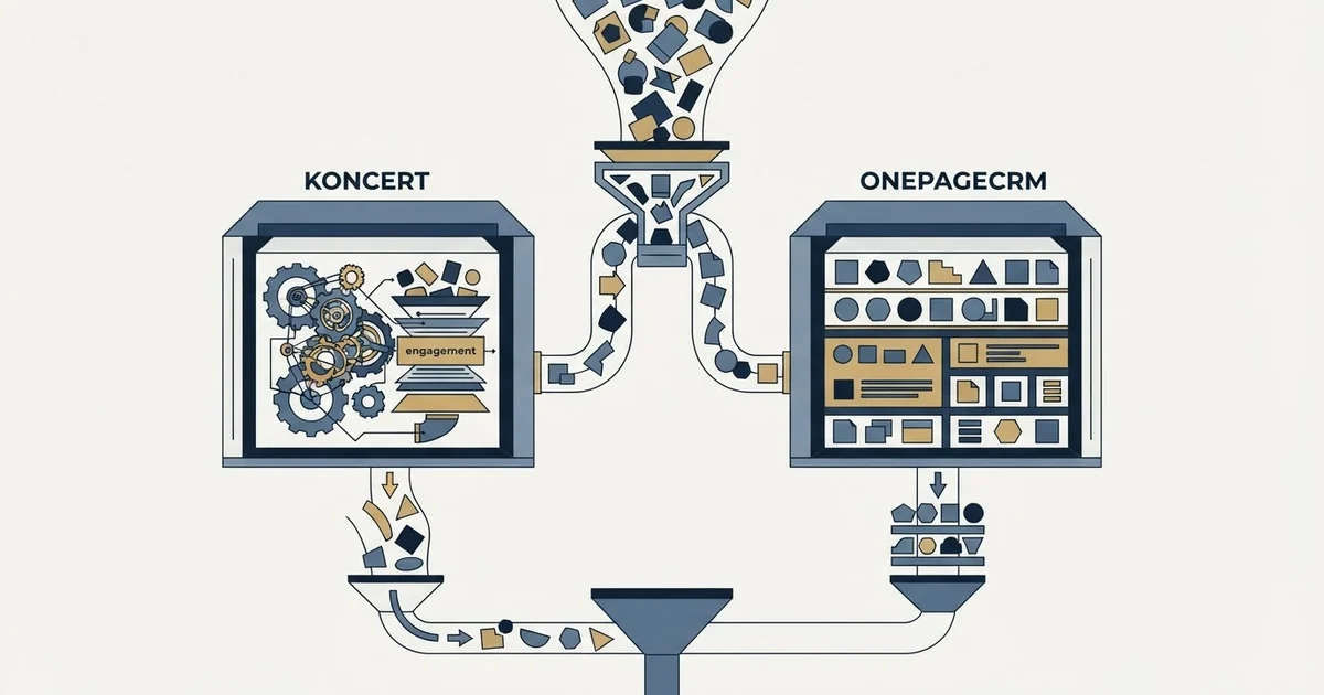 Editorial illustration for Koncert vs OnePageCRM