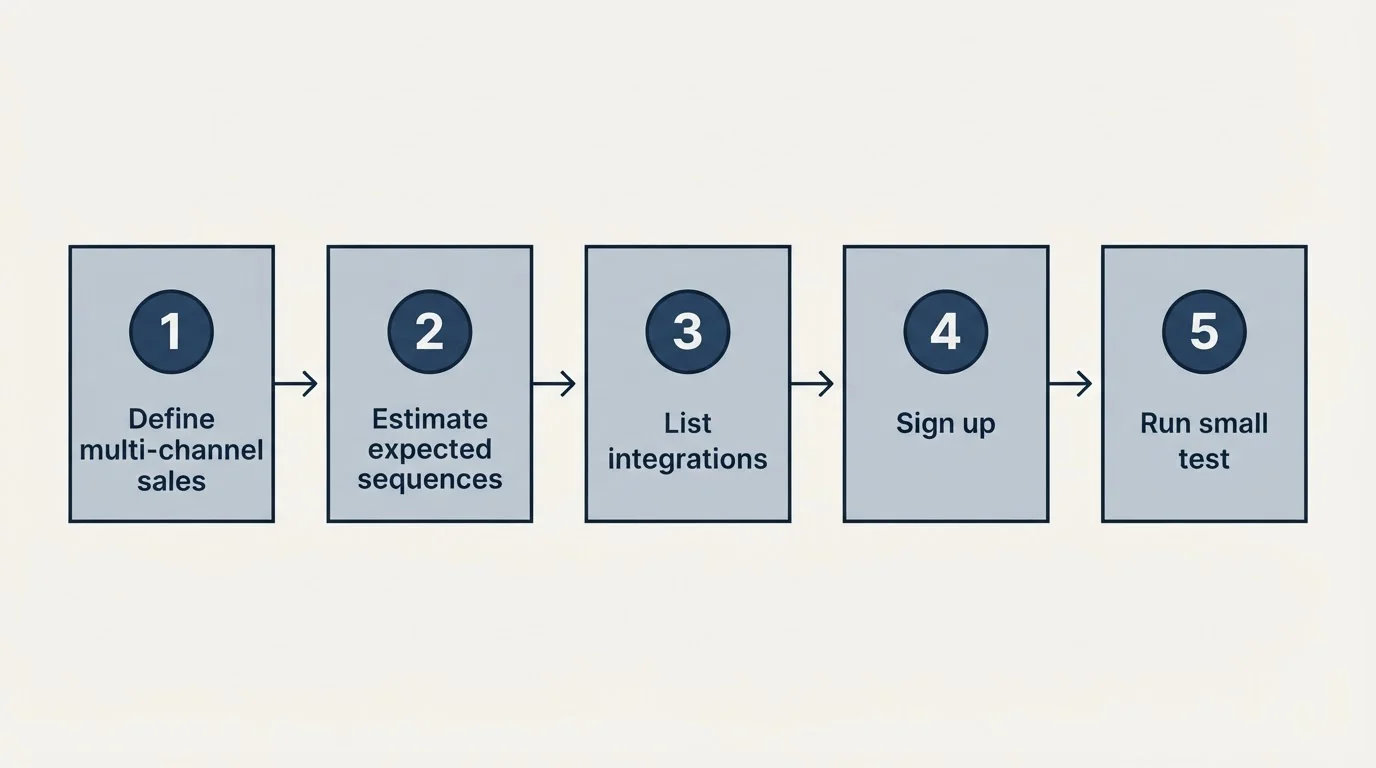 Step sequence: Getting Started Checklist (Define multi-channel sales, Estimate expected sequences, List integrations, Sign up)