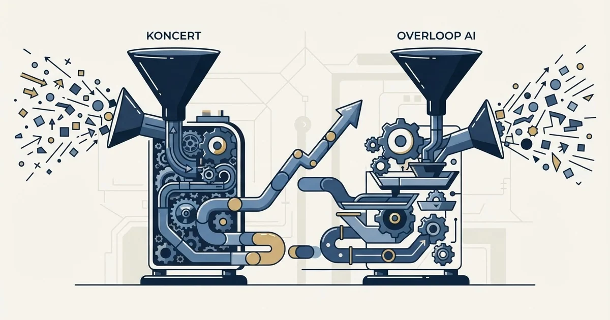 Editorial illustration for Koncert vs Overloop AI