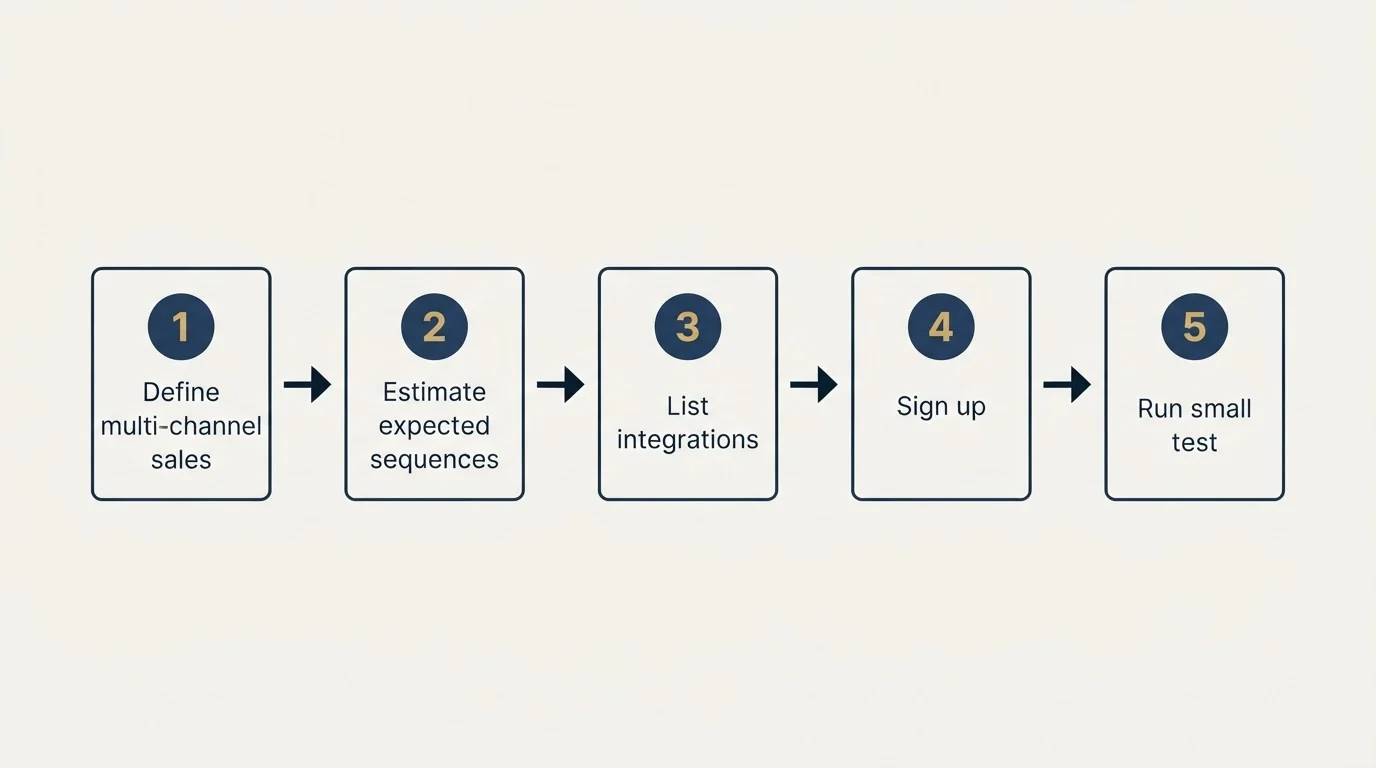 Step sequence: Getting Started Checklist (Define multi-channel sales, Estimate expected sequences, List integrations, Sign up)