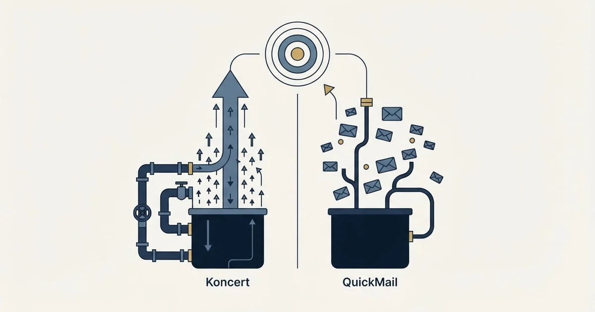 Editorial illustration for Koncert vs QuickMail