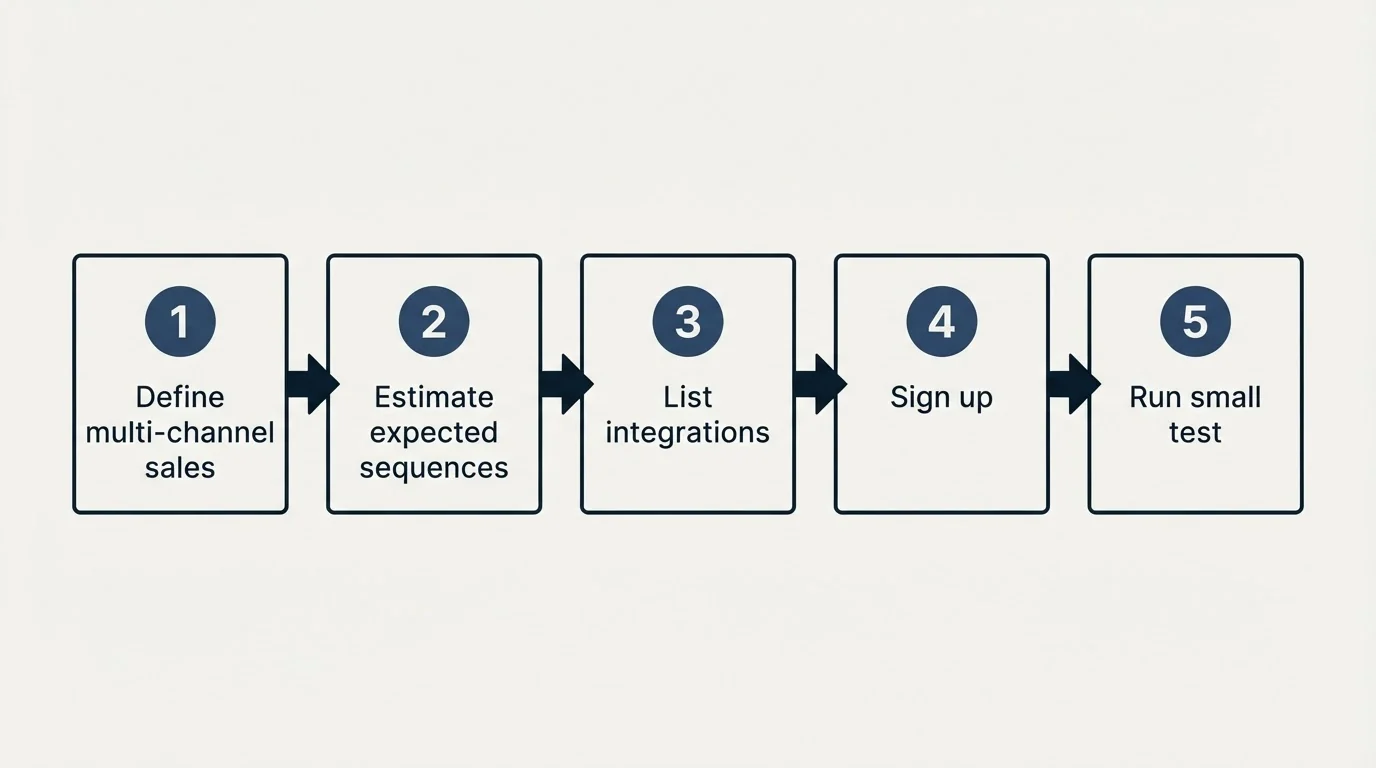 Step sequence: Getting Started Checklist (Define multi-channel sales, Estimate expected sequences, List integrations, Sign up)