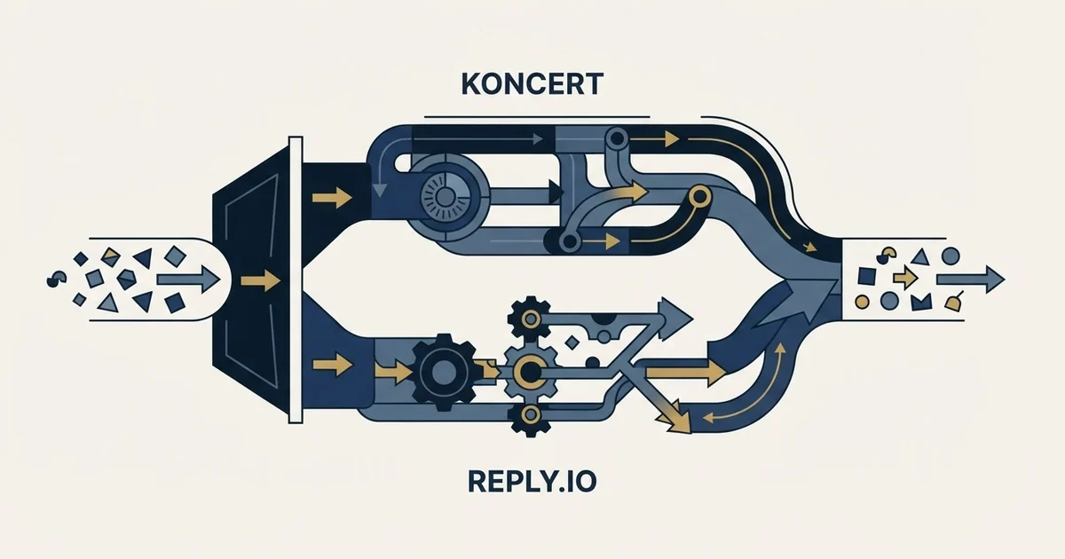Editorial illustration for Koncert vs Reply.io