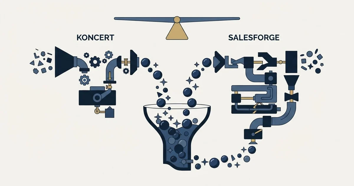 Editorial illustration for Koncert vs Salesforge