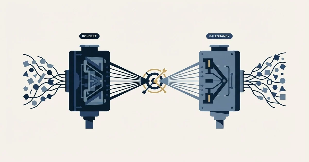 Editorial illustration for Koncert vs Saleshandy
