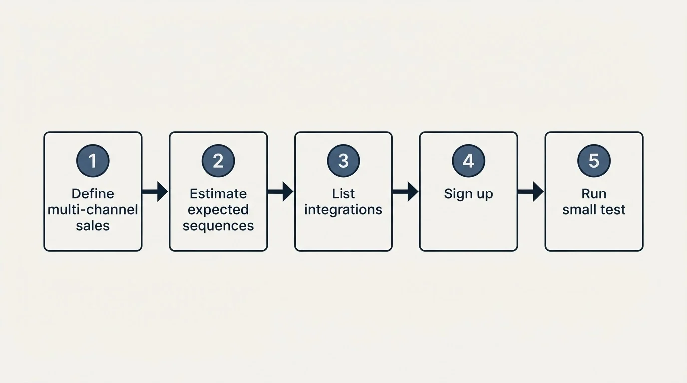 Step sequence: Getting Started Checklist (Define multi-channel sales, Estimate expected sequences, List integrations, Sign up)