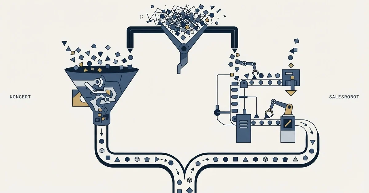 Editorial illustration for Koncert vs SalesRobot